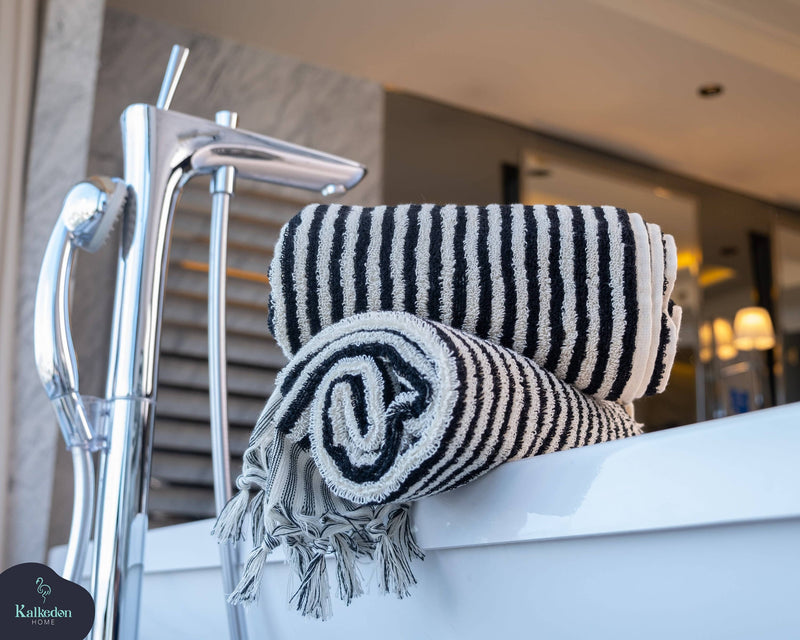 Handwoven Hand Towel |Bath Towel| Kitchen Towel | Oversized: Black / Hand Towel