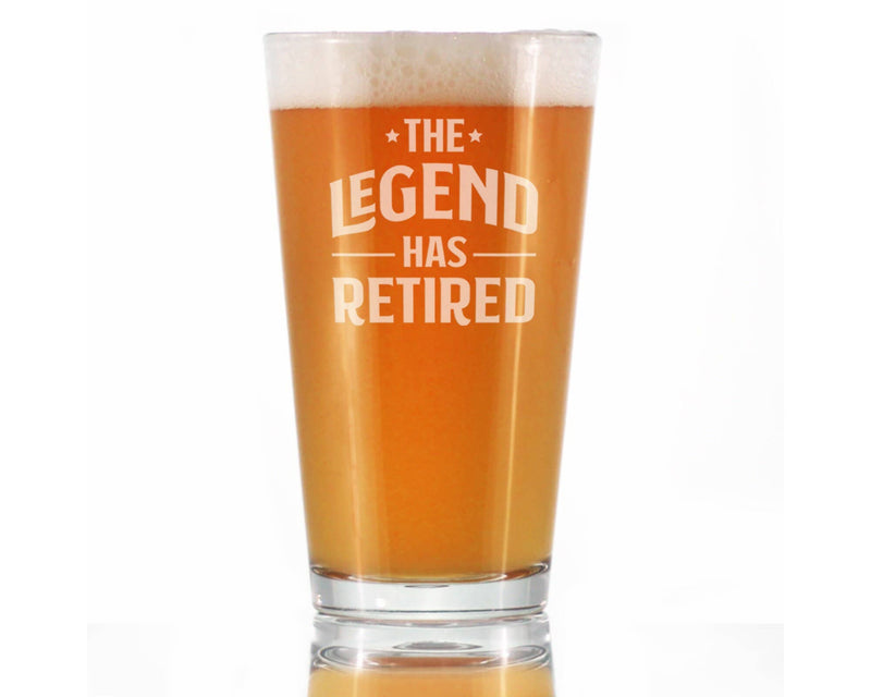 Legend Has Retired Pint Glass for Beer - Retirement Gifts