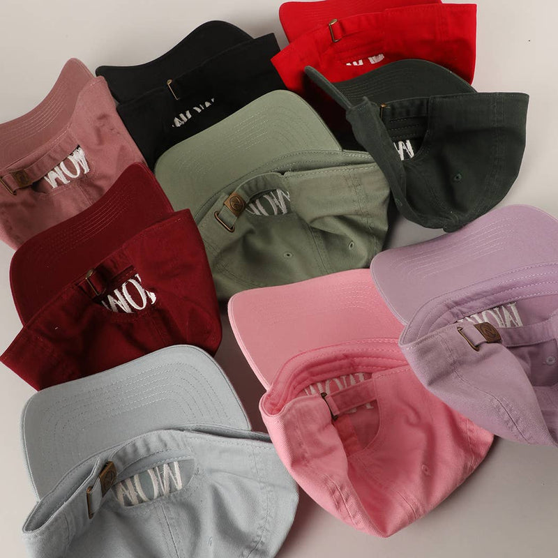 MOM Lettering Embroidery Baseball Cap: LILAC / One Size