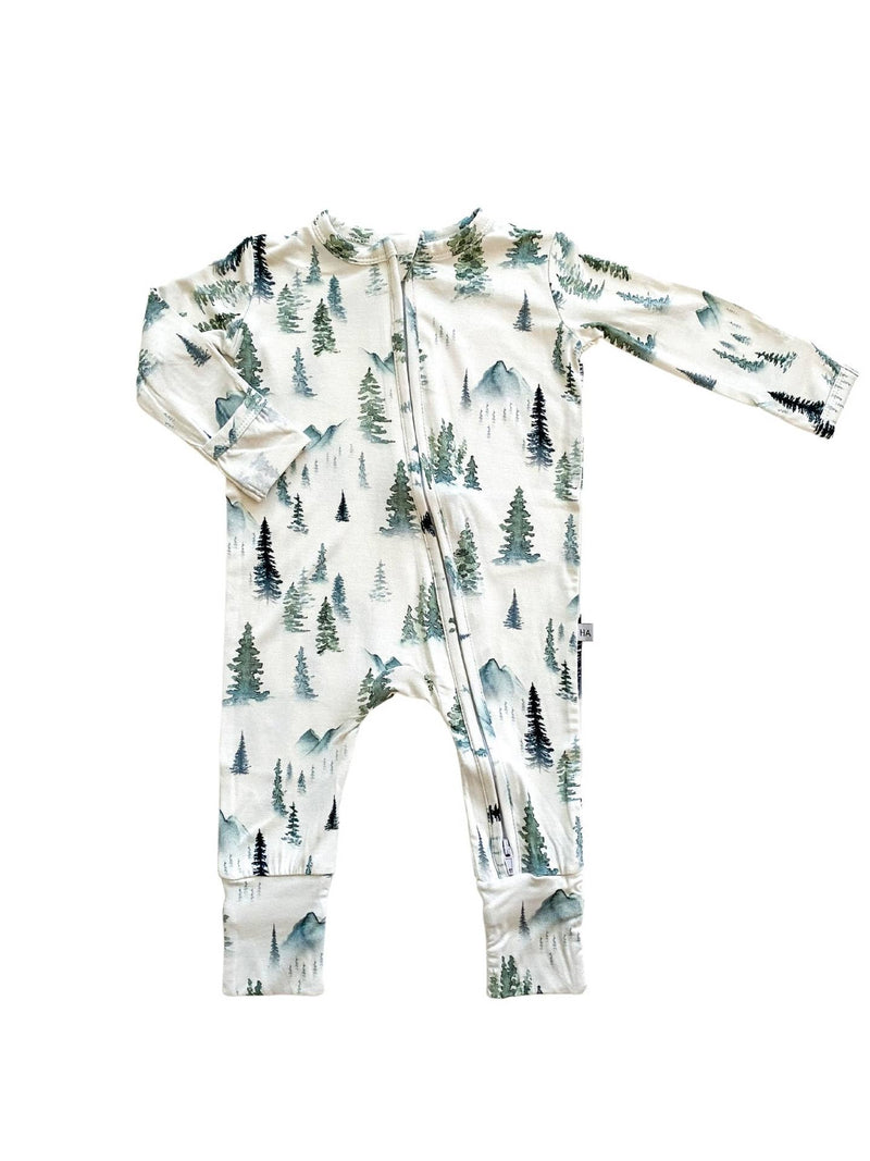 Zipper Romper - Green Forest