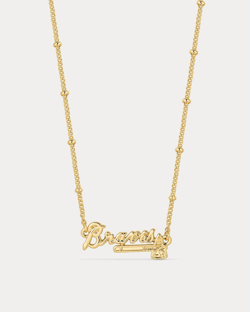 The MLB Nameplate Pendant Necklace- Gold: LA Dodgers