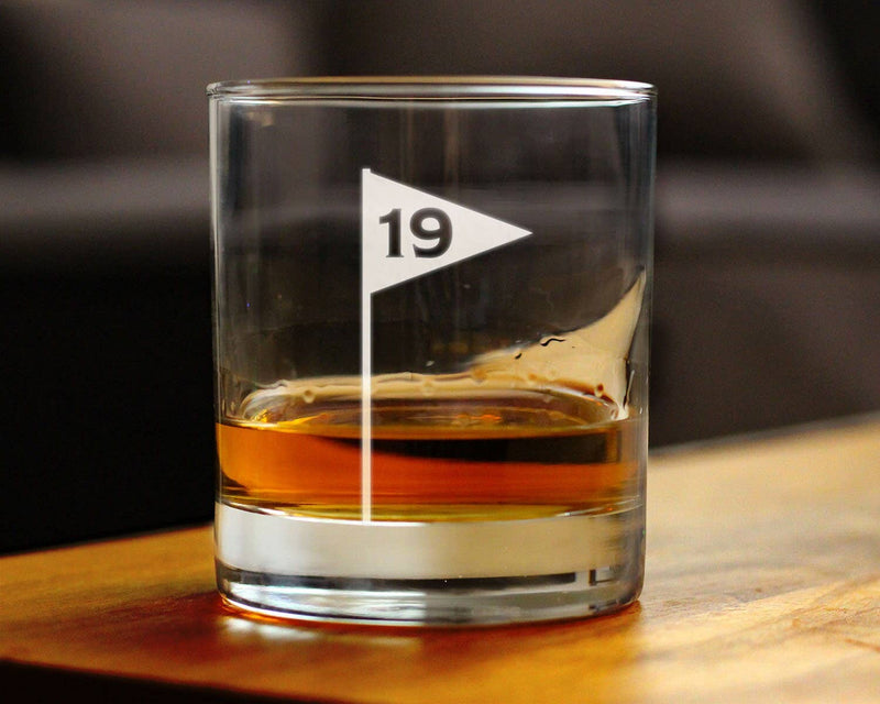 19th Hole Golf Ball Whiskey Rocks Glass - Golfers Gifts