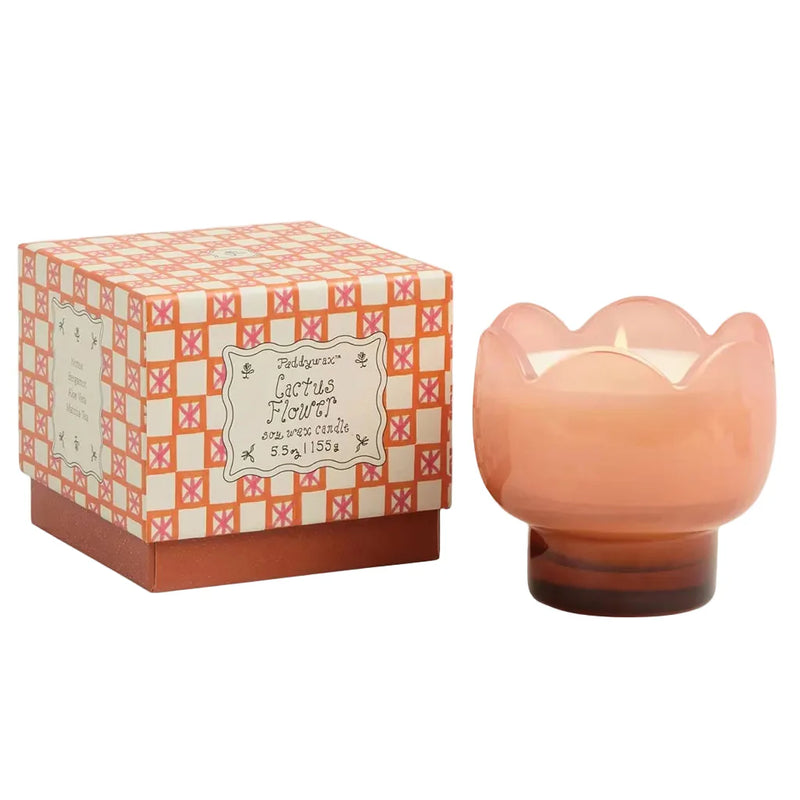 Tulip Glass Candle in Cactus Flower