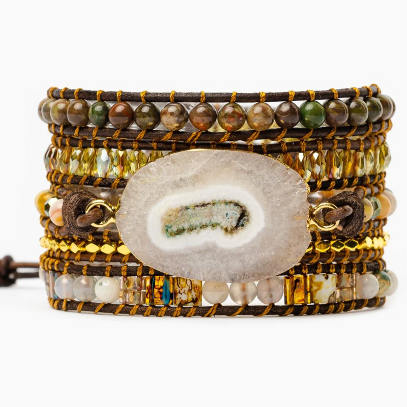 CAPE DIABLO JEWELRY Moonlight Goddess Agate Wrap Bracelet