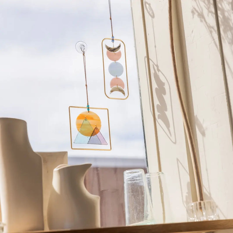 Stained Glass Light Catcher - Sunset Mountains