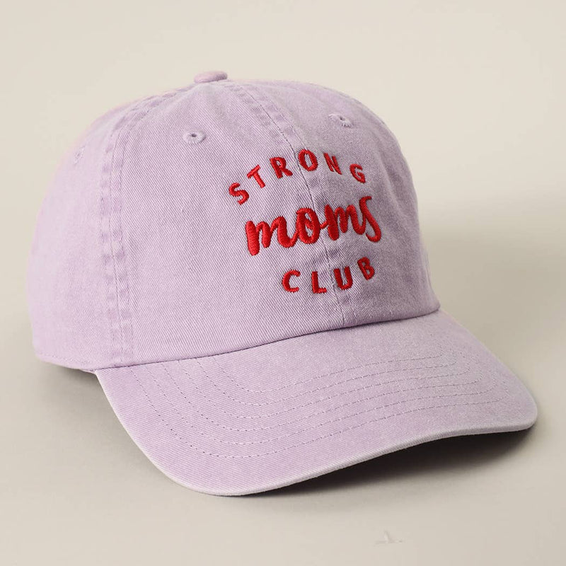 Strong Moms Club Embroidered Cotton Baseball Cap: SMOKE PINK