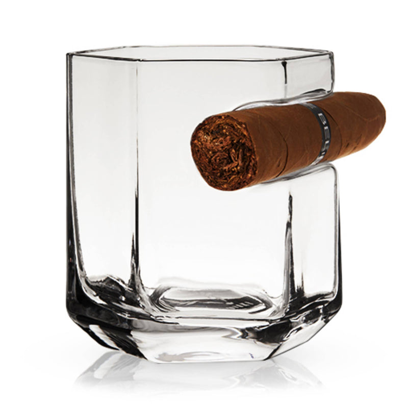 Raye™ Crystal Whiskey Glass with Builtin Cigar Holder