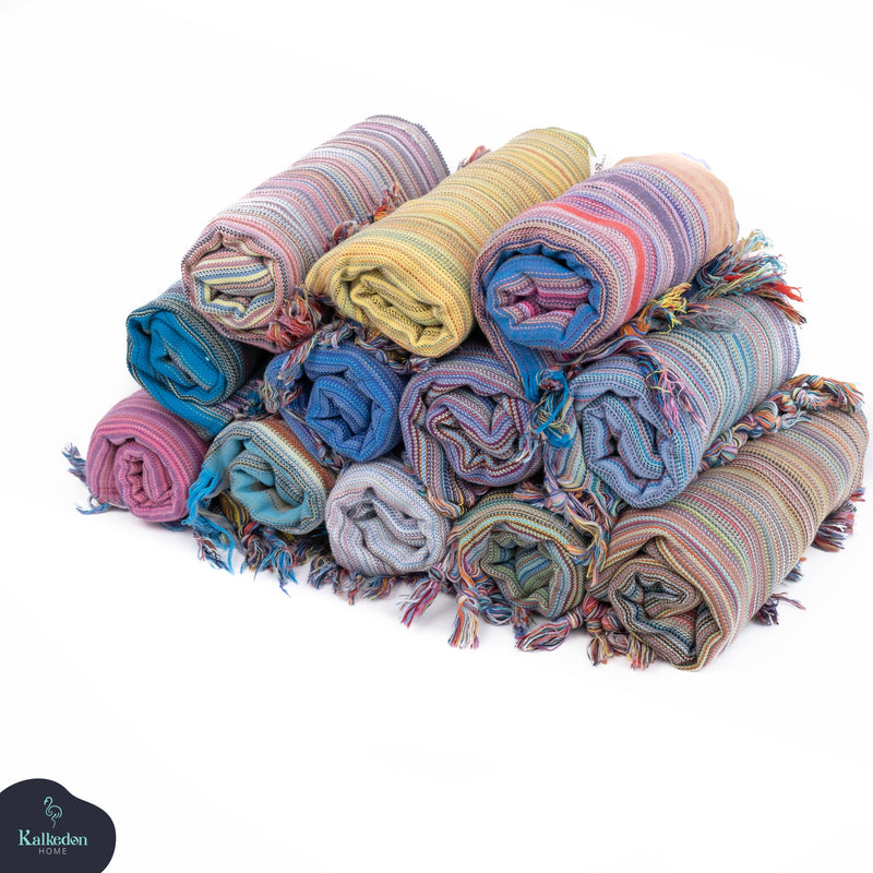 Rainbow Beach Towel | Turkish Towel | Sarong | Beach Wrap: Gray