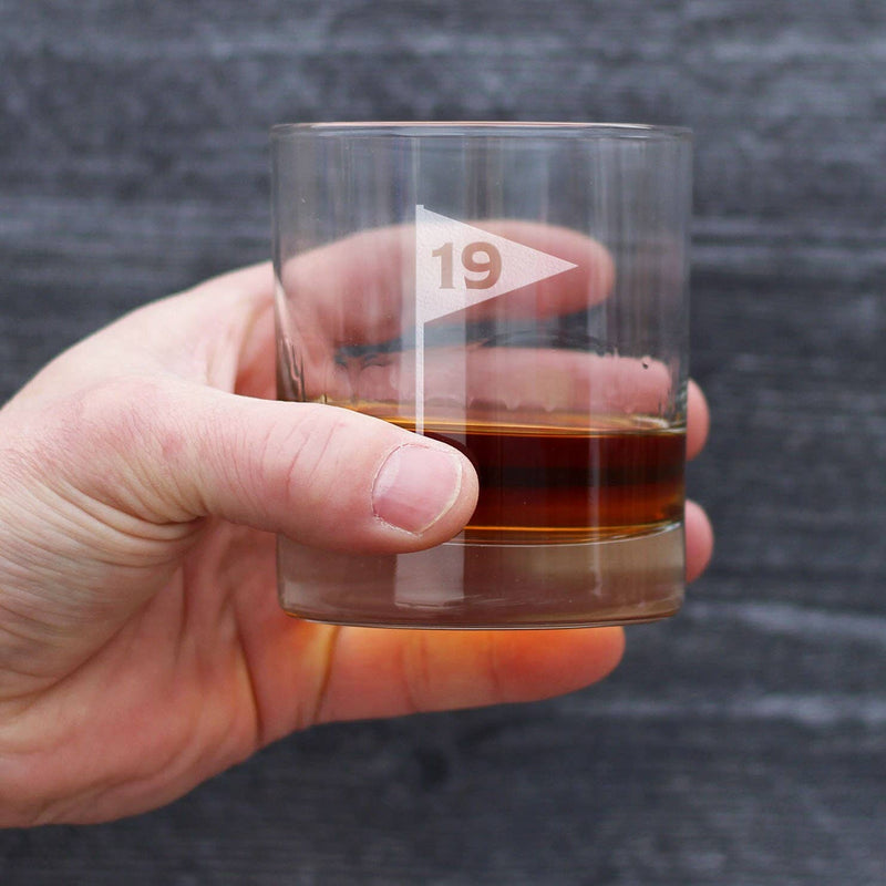 19th Hole Golf Ball Whiskey Rocks Glass - Golfers Gifts