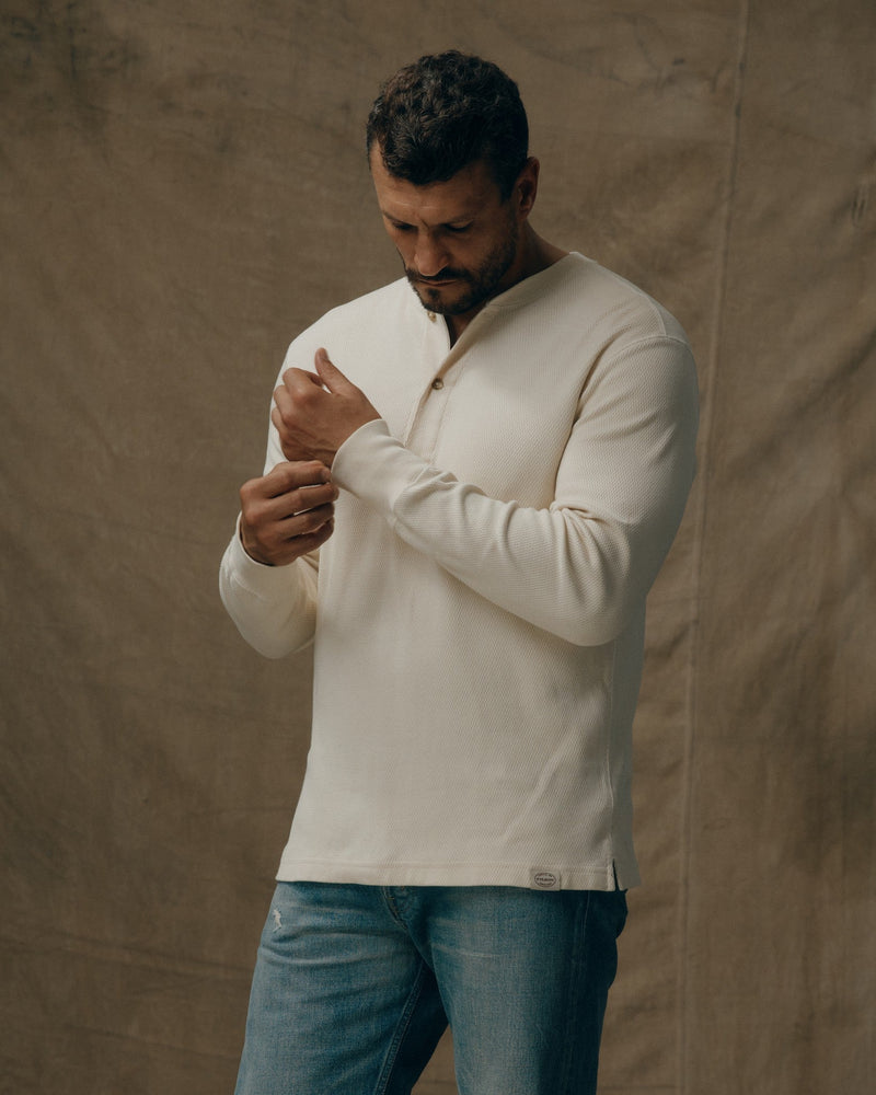 Filson Waffle Knit Henley in Sand