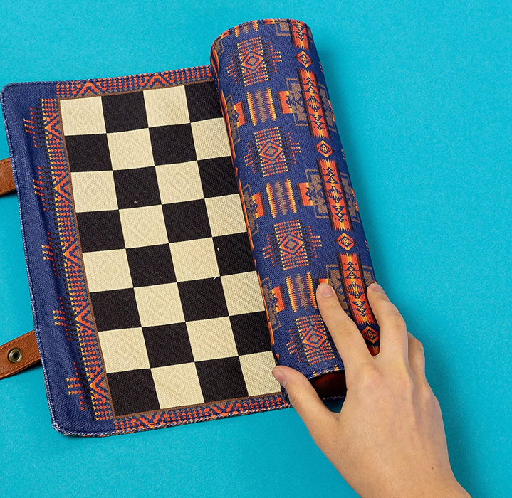 CHRONICLE BOOKS GAME Pendleton Chess & Checkers Set: Travel-ready Roll-up Game