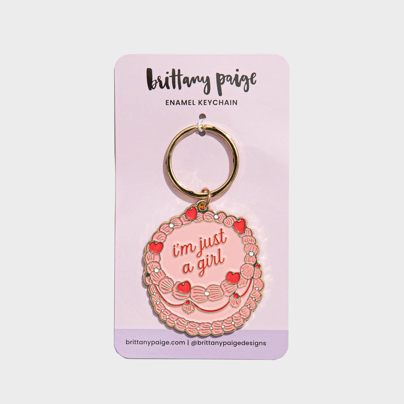 Just A Girl Vintage Cake Enamel Keychain Bag Charm