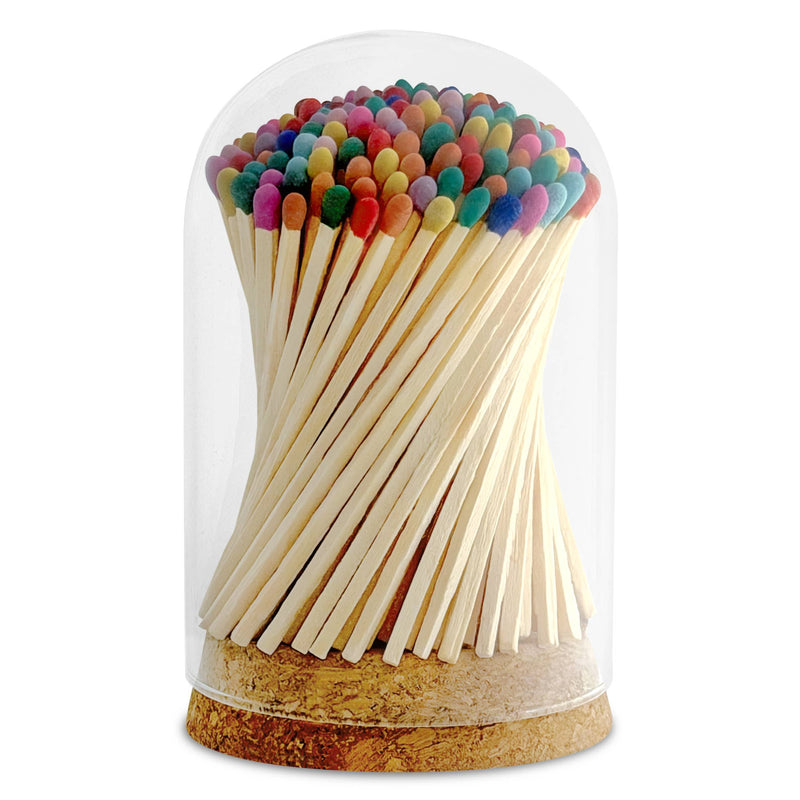 4" Matches in Premium Glass Cloche - Cherry Red