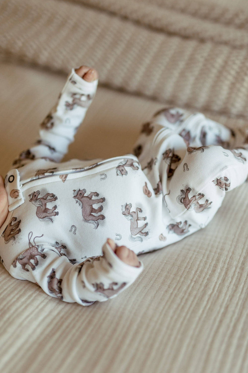 Little Lasso | Organic Zipper Footie: 3-6m