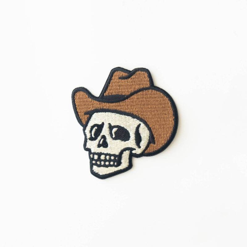 Cowboy Skull Embroidered Iron on Patch: Yes