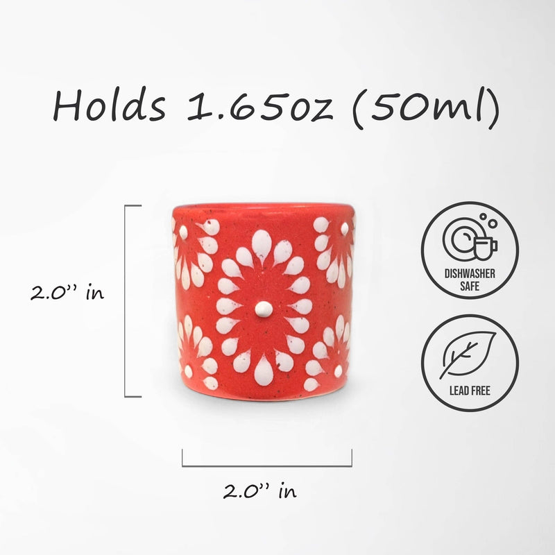 Talavera Shot Glass - Red & White