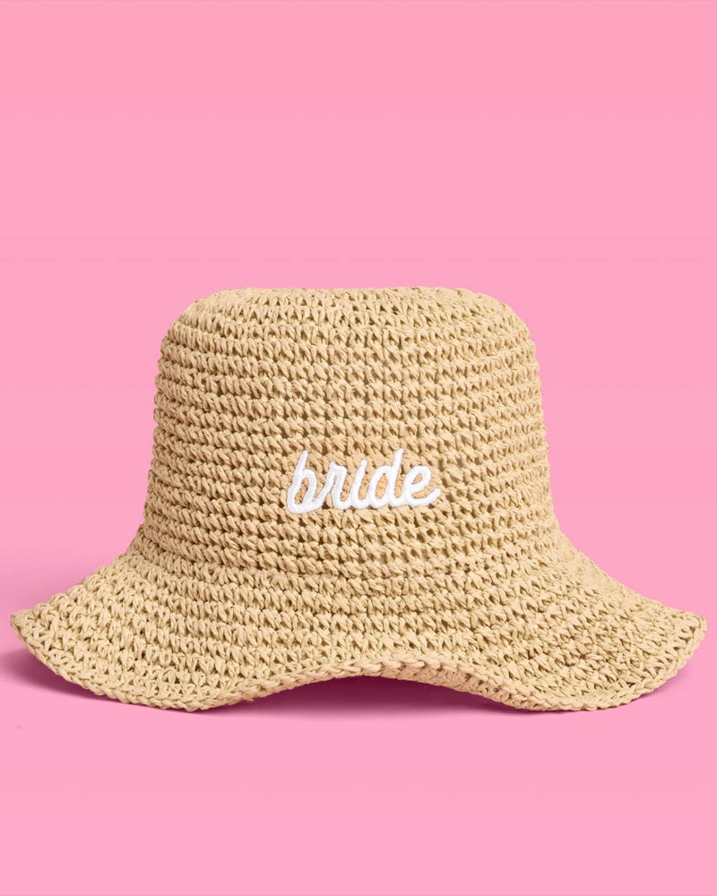 Bride Straw Bucket Hat