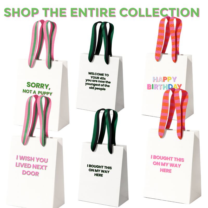 Funny Gift Bag | 40th Birthday funny bag | black + green