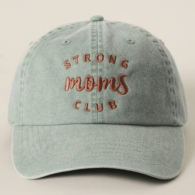 Strong Moms Club Embroidered Cotton Baseball Cap: SMOKE PINK