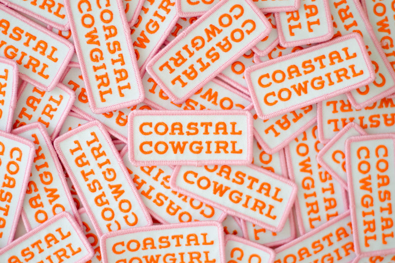 Coastal Cowgirl Embroidered Iron on Patch (Pink+Orange): Yes