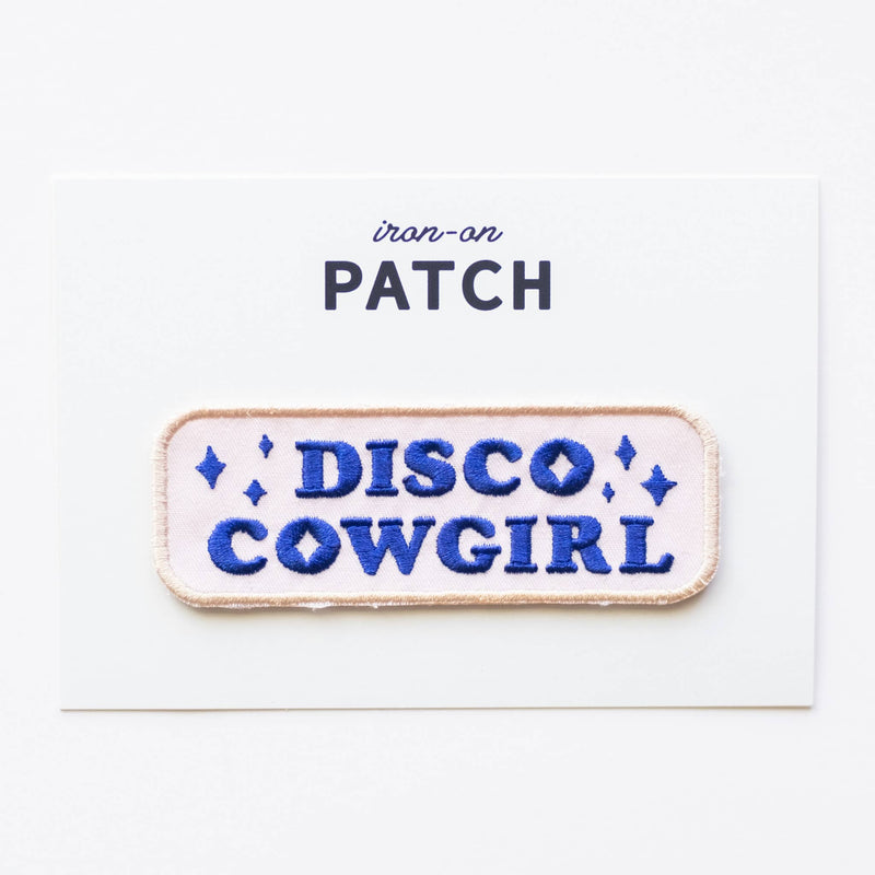 Disco Cowgirl Embroidered Iron on Patch: Yes