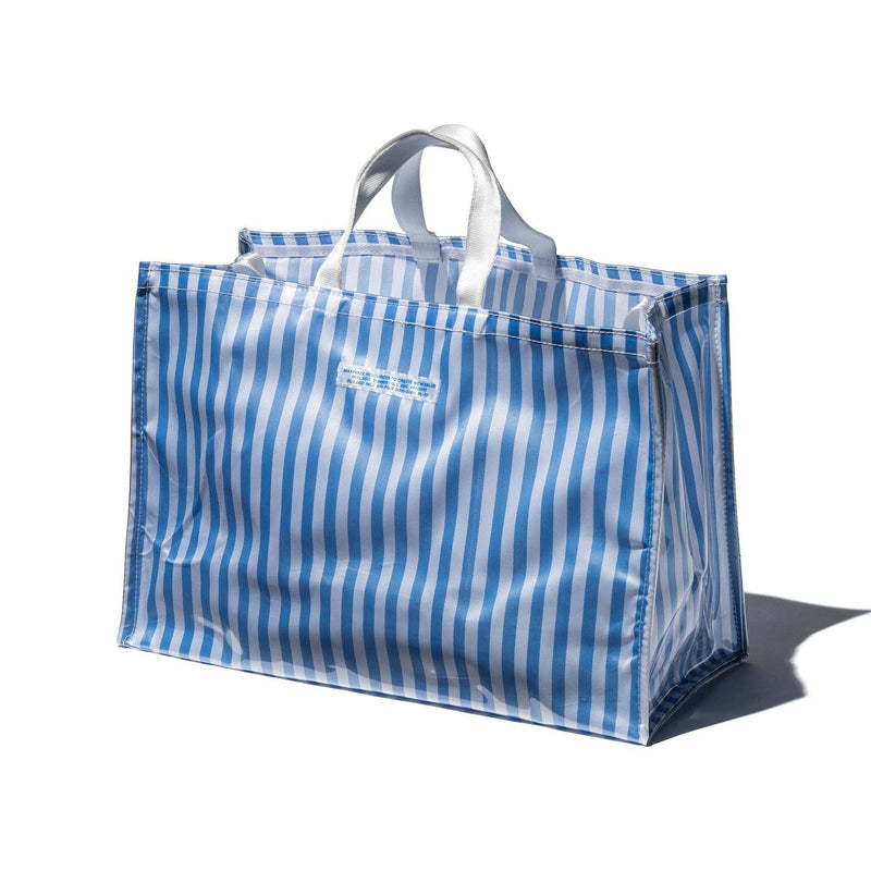 Covered School Tie Fabric Market Bag: Green x Light Blue