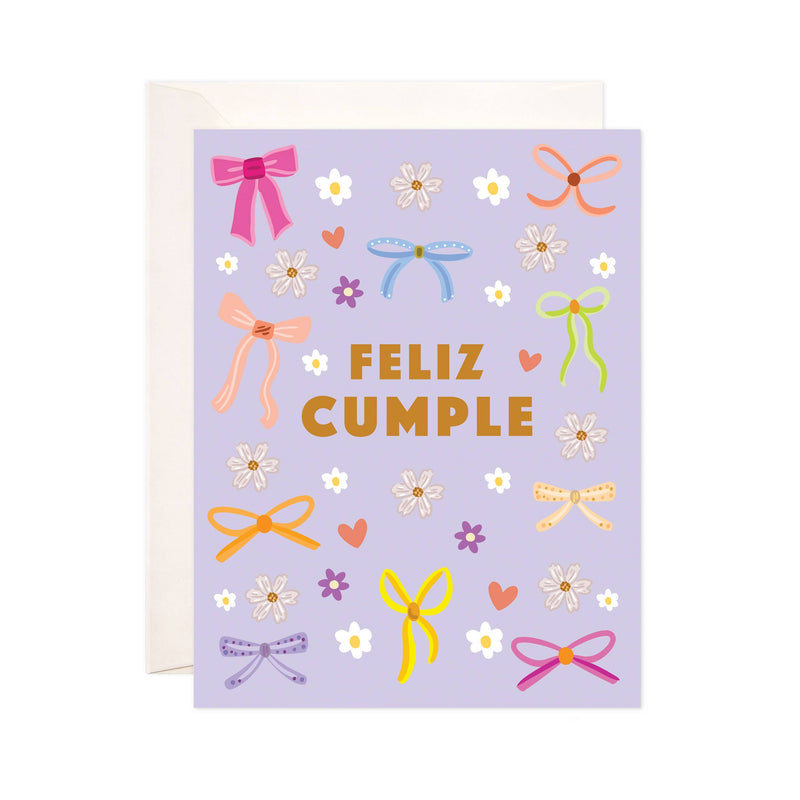 Cumple Bows Greeting Card - Spanish Birthday Card