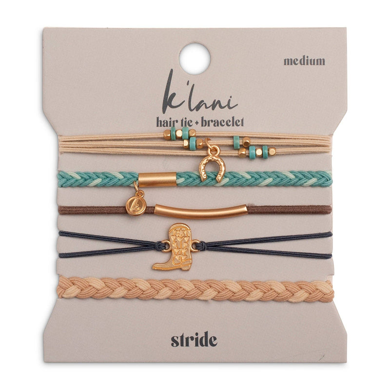 "Stride" Turquoise with Gold Cowboy Boot Hair Tie Bracelets: Medium