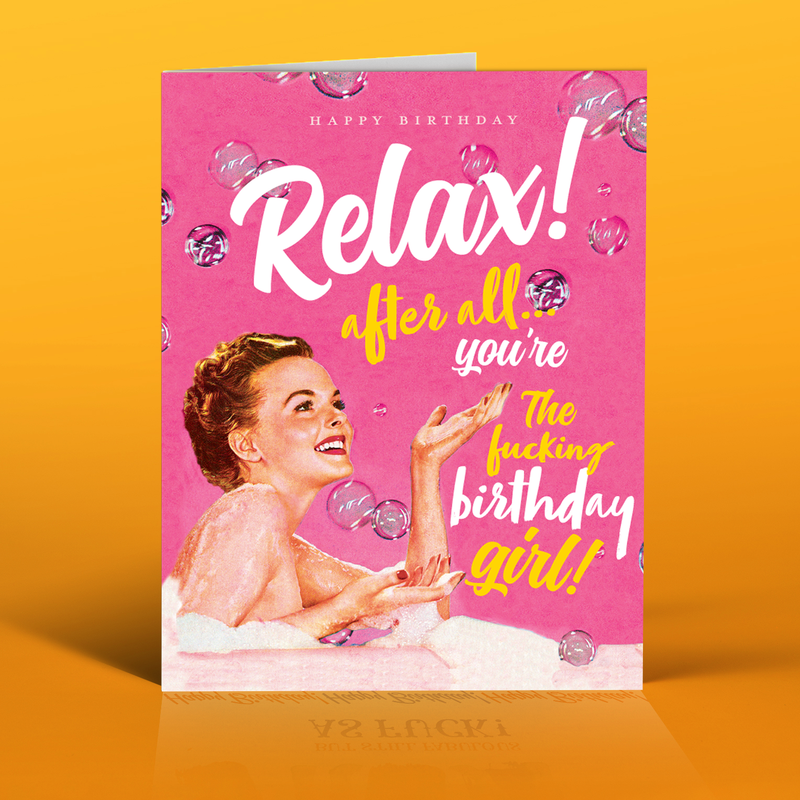 RELAX BATH GIRL birthday card