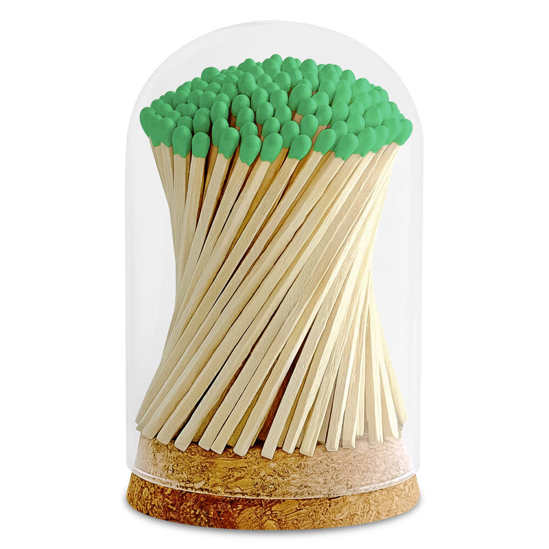 4" Matches in Premium Glass Cloche -  Red & Green