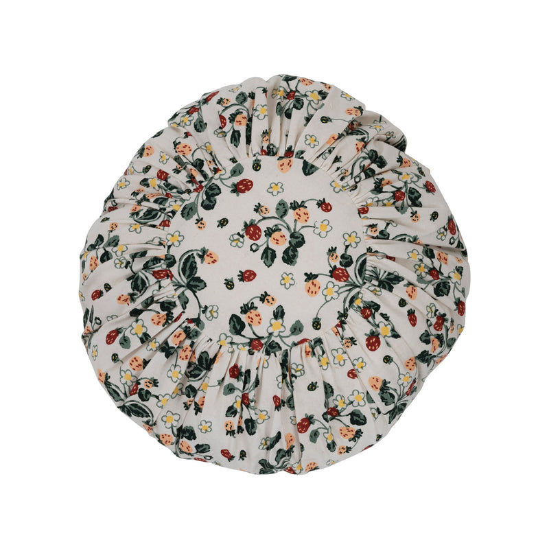 Cotton Pleated Pillow | Strawberries