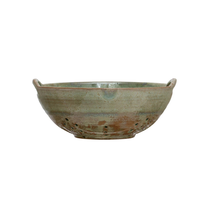 Stoneware Berry Bowl w/ Handles | Aqua