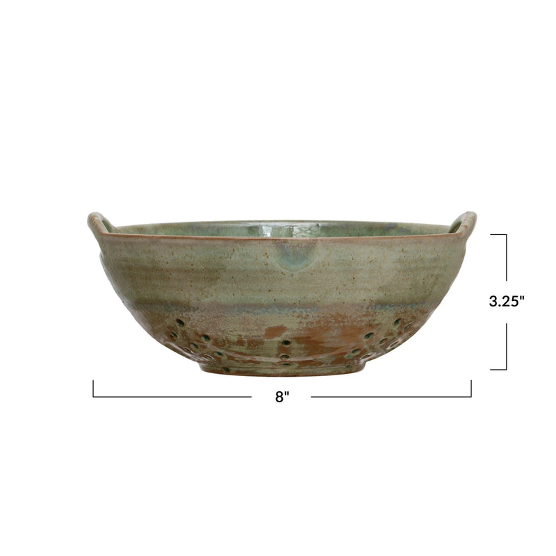 Stoneware Berry Bowl w/ Handles | Aqua