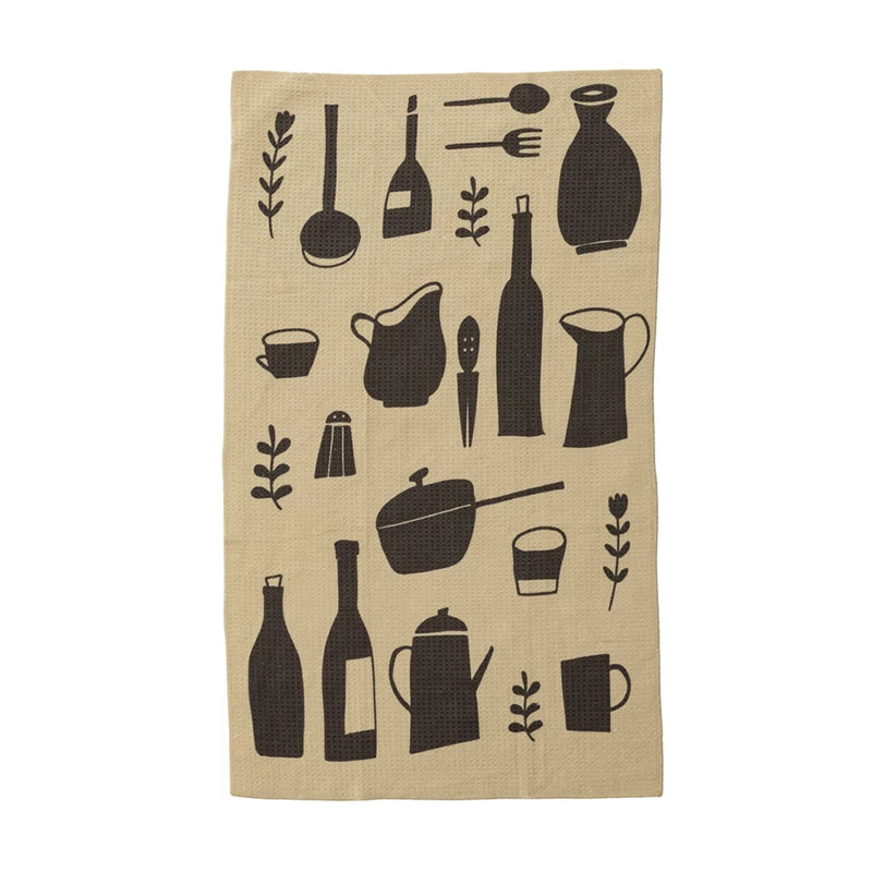 Printed Recycled Microfibre Tea Towel | Kitchenware Pattern