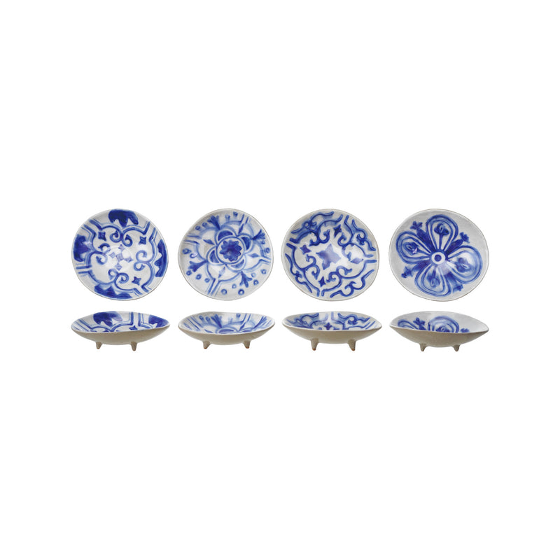 Stoneware Footed Dish | Blue & White