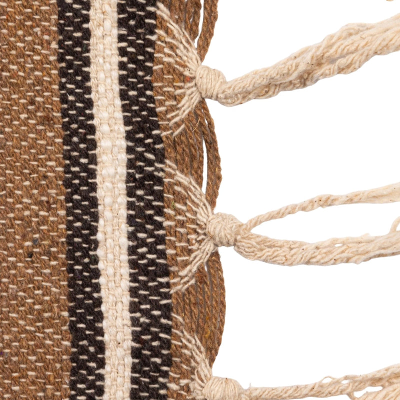 Cotton Blend Throw with Stripes & Fringe | Collected Notions