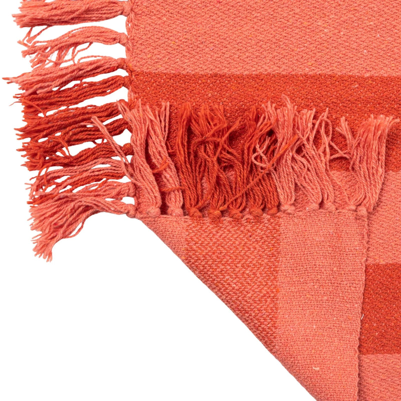 Woven Recycled Cotton Blend Throw | Stripes & Fringes