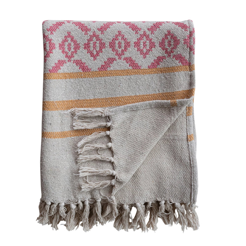 Throw Blanket with Fringe | Stripes & Tassels