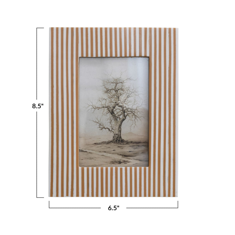 Resin Striped Photo Frame | White & Caramel Color