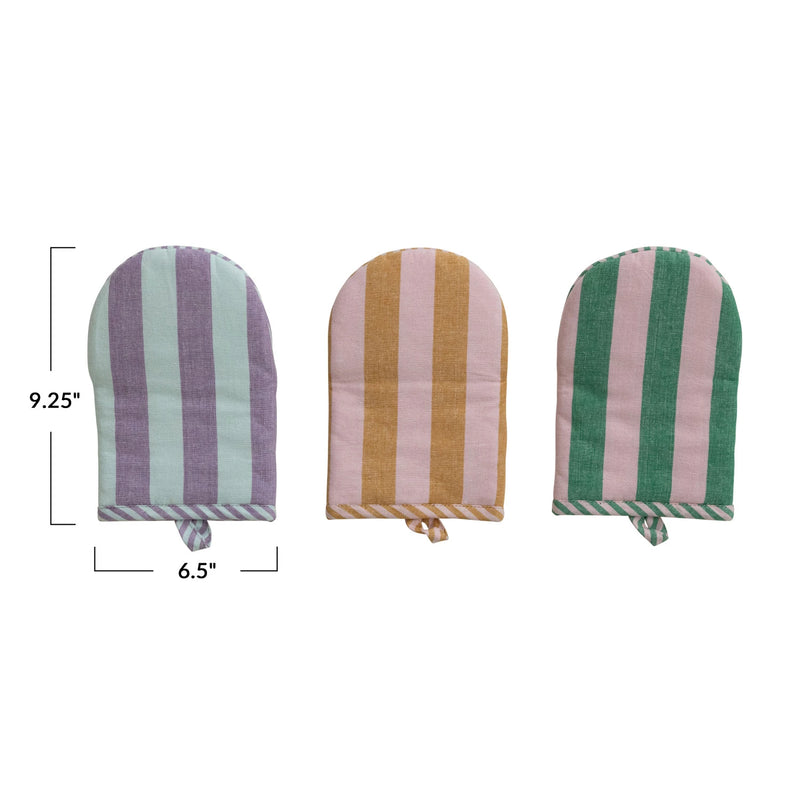 Woven Cotton Striped Oven Mitt