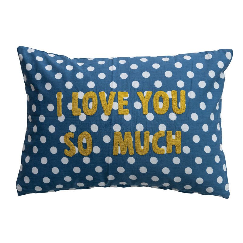Cotton Voile Lumbar Pillow | "I Love You So Much"
