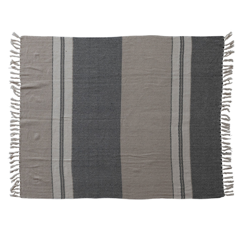 Striped Throw | Grey & Cream