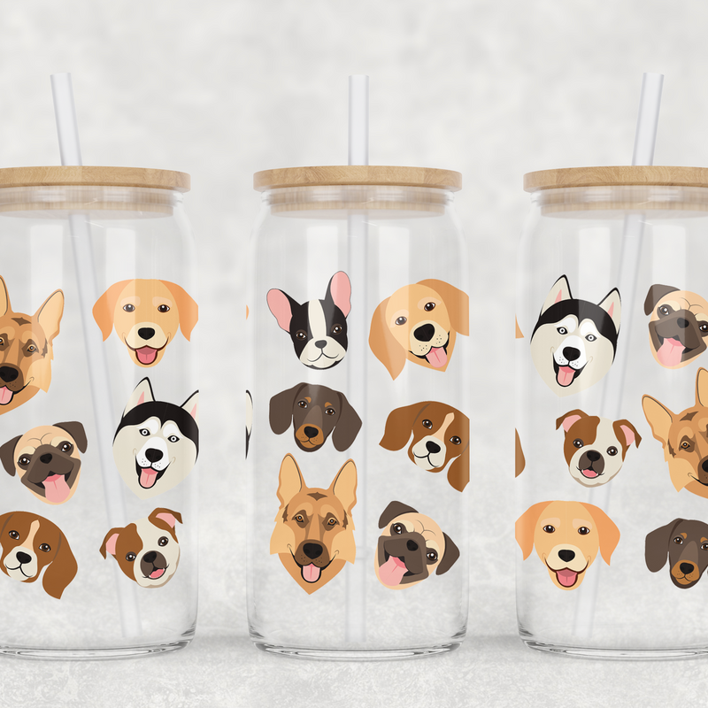 Dogs Can Glass With Lid + Straw