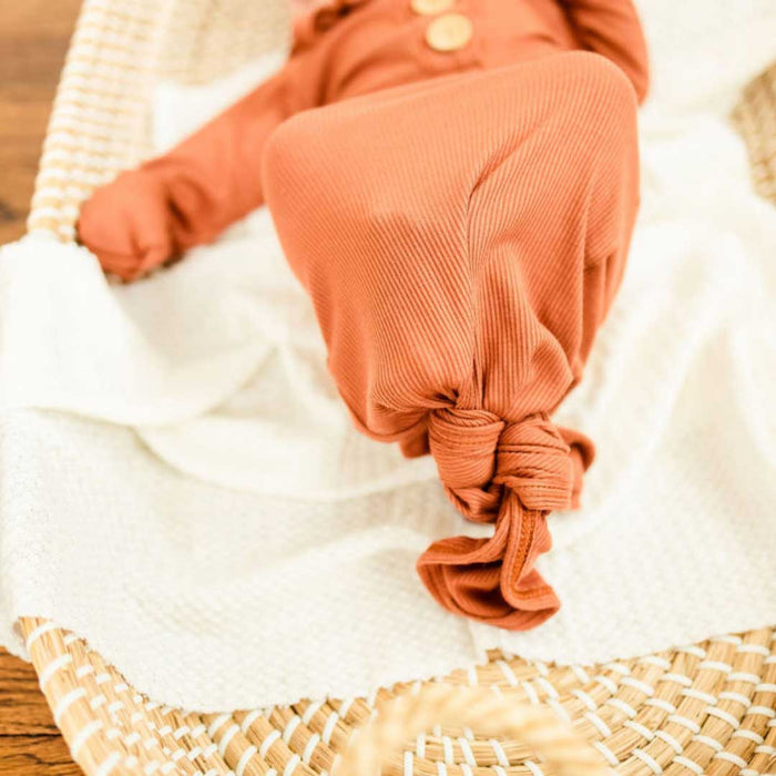 DOLLY LANA BABY CLOTHES RIBBED RUST Knotted Baby Gown