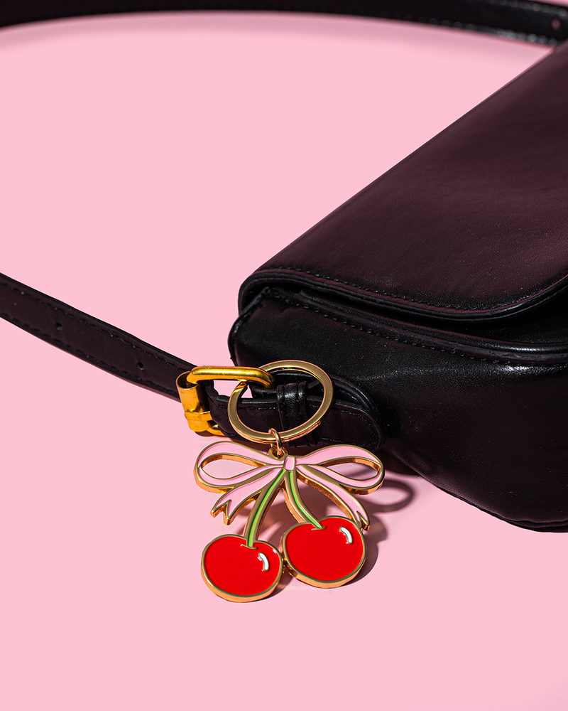 Cherries Enamel Keychain Bag Charm