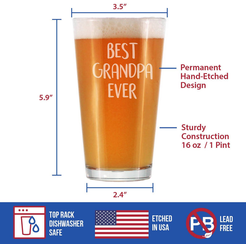 Best Grandpa Ever Pint Glass for Beer - Father's Day Gifts