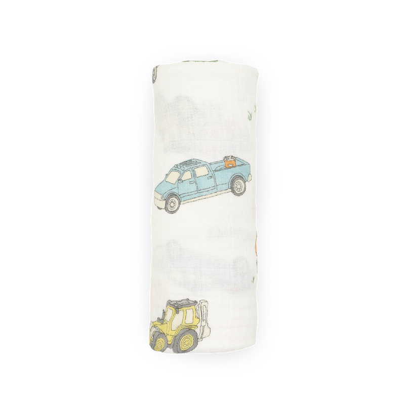 Cotton Muslin Swaddle Blanket | Work Trucks