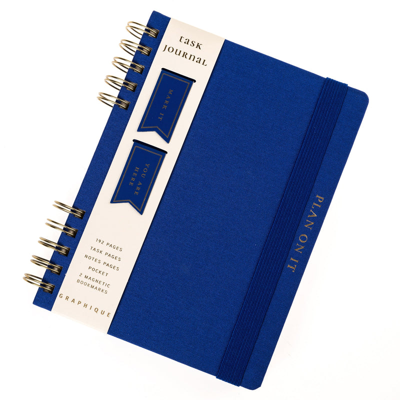 Cobalt Blue Fabric-Bound Task Journal gilded edge