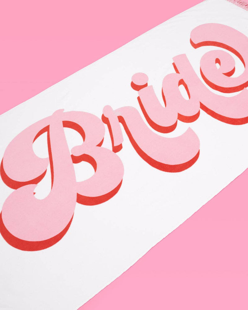 Bride Beach Towel - fringe cotton towel 30" x 67"