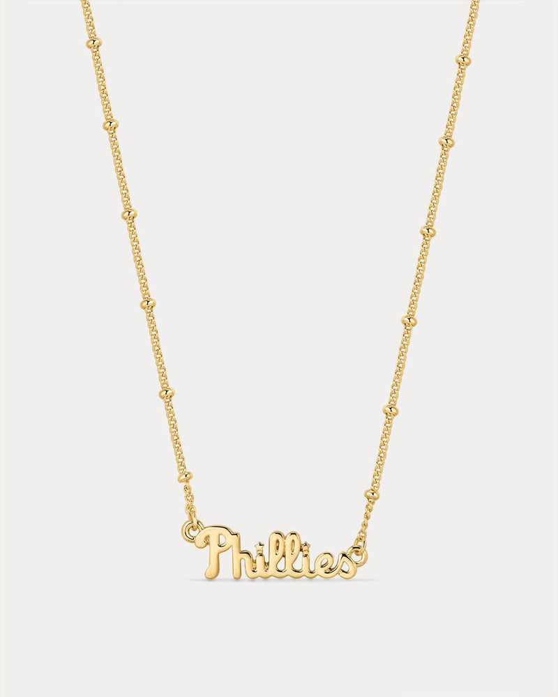 The MLB Nameplate Pendant Necklace- Gold: LA Dodgers